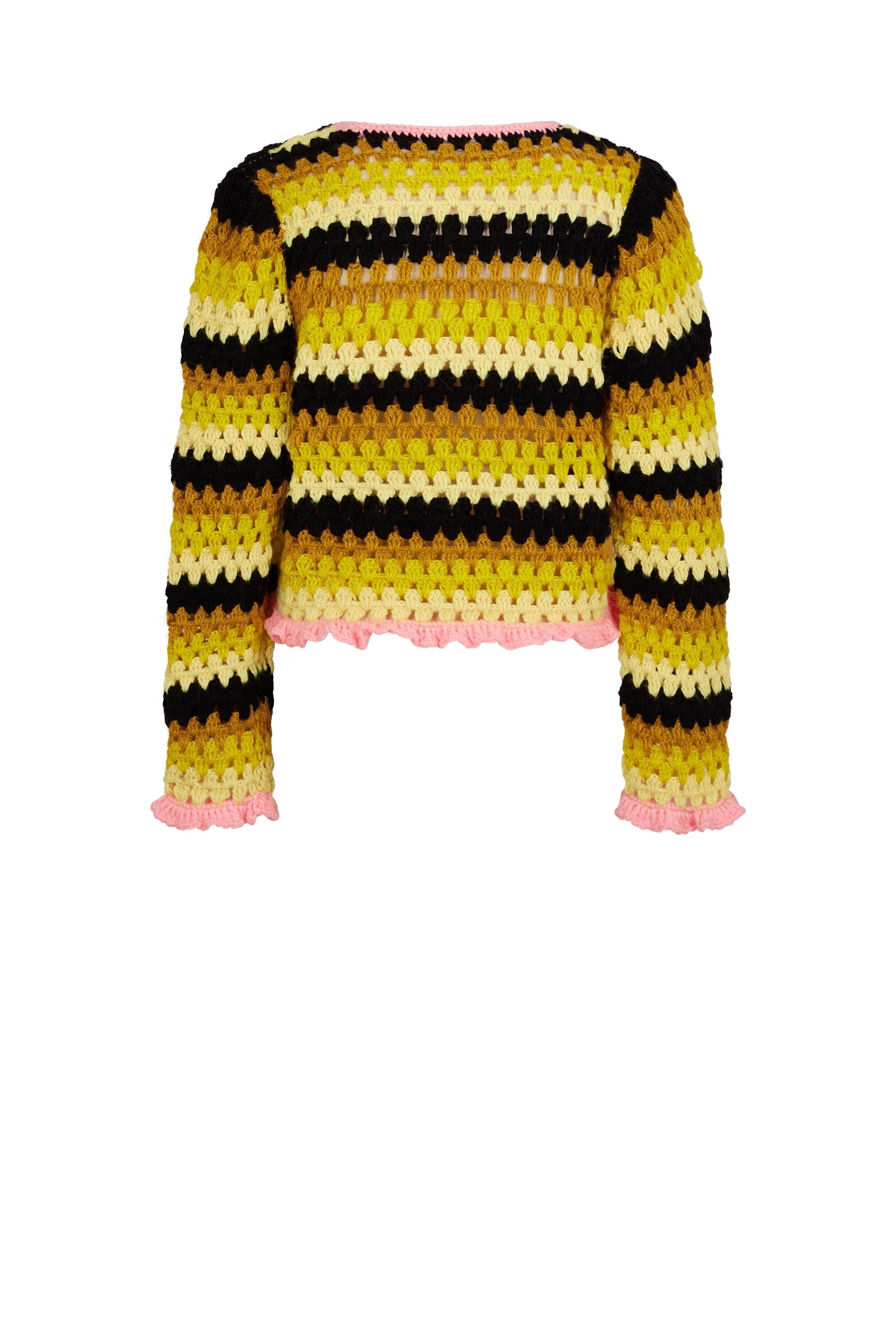 Pull en crochet à manches longues - Multicolore