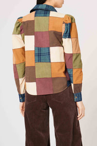 Chemise Girly Damier en velours - Marron