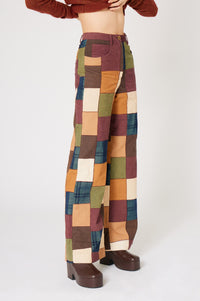 Pantalon Damier en velours - Marron