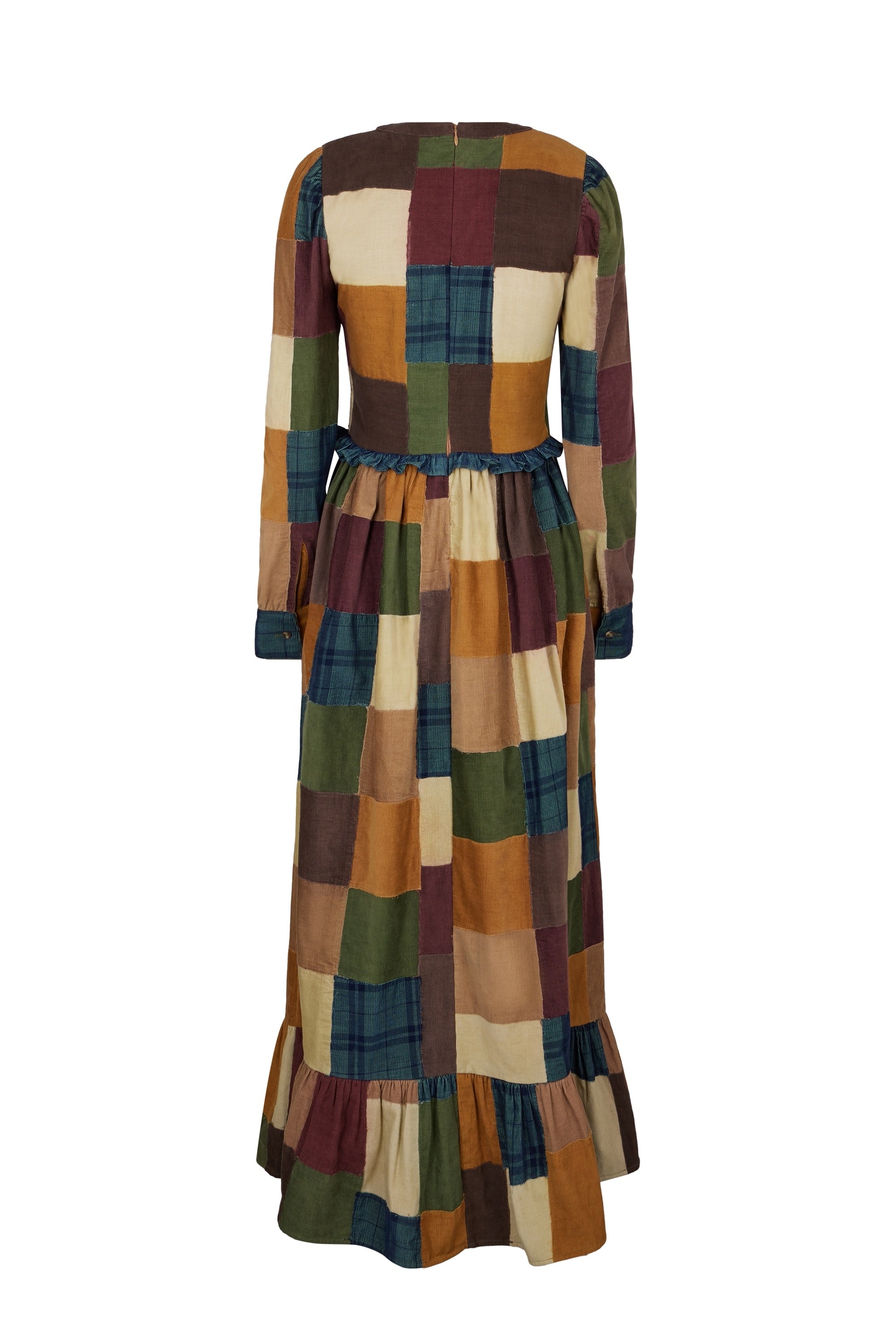 Robe à Smocks Damier en velours - Marron