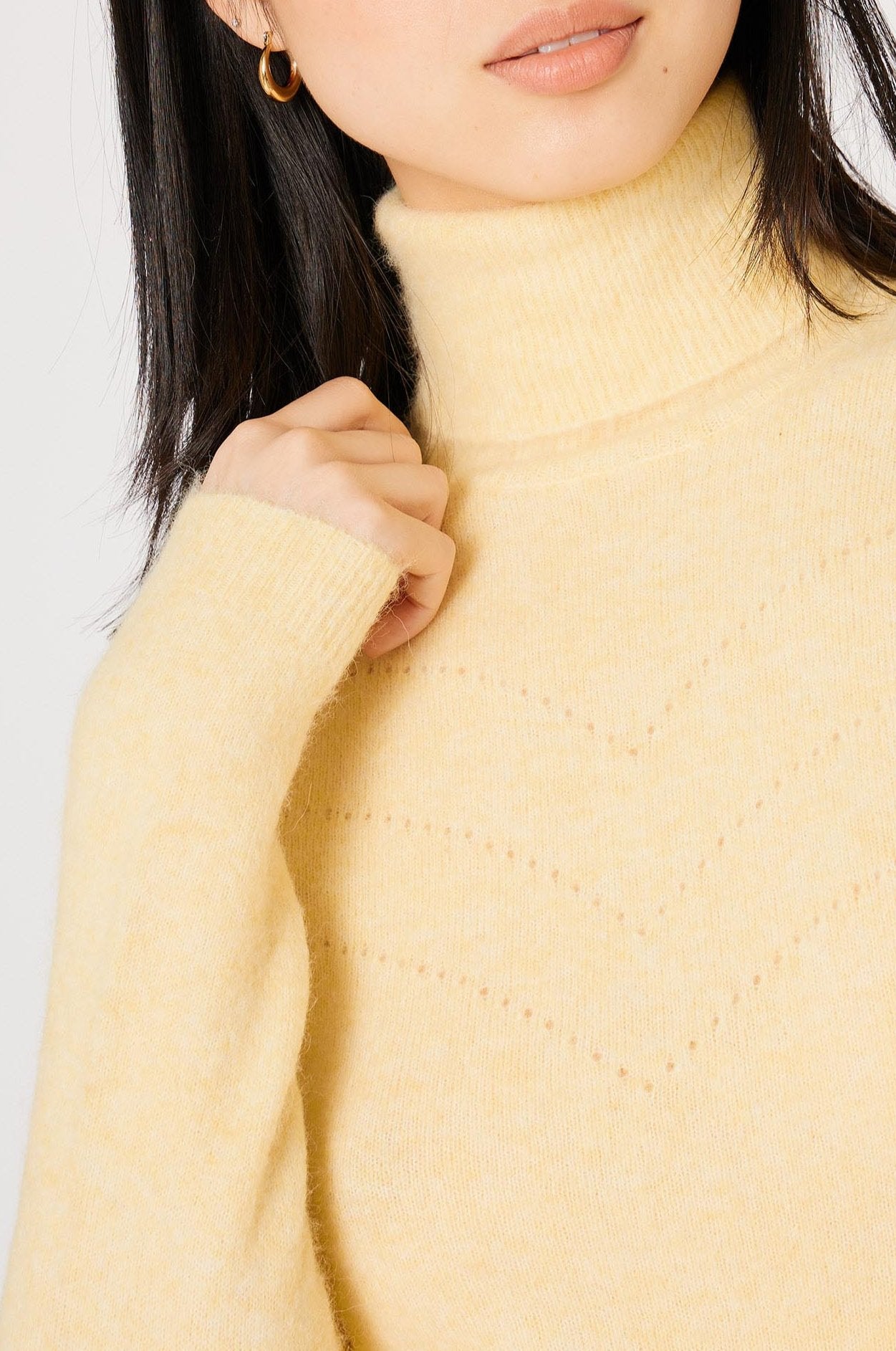 Pull col roulé Doudou en alpaga - Jaune