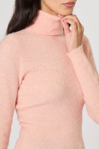 Pull col roulé Doudou en alpaga - Rose