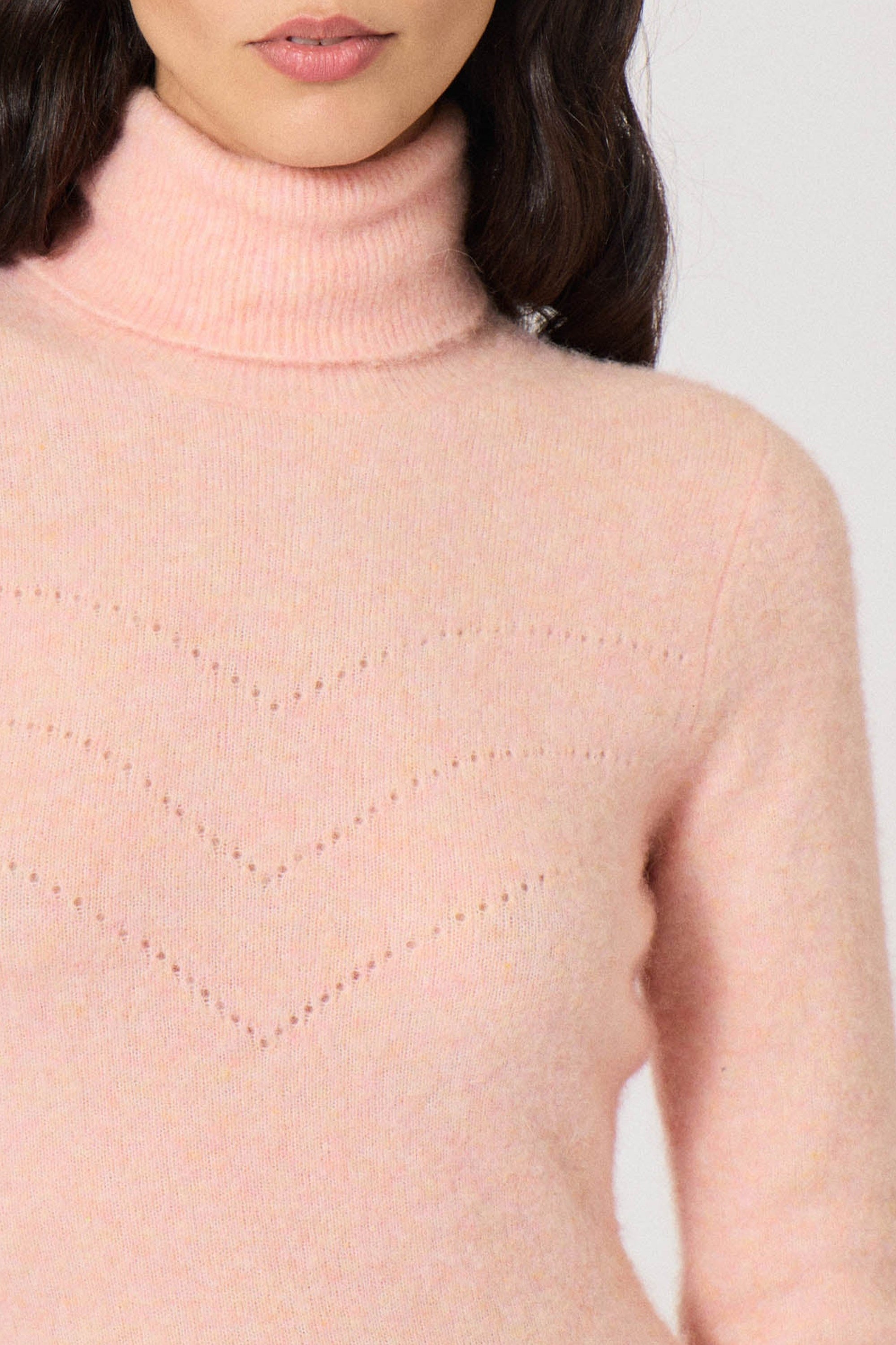 Pull col roulé Doudou en alpaga - Rose