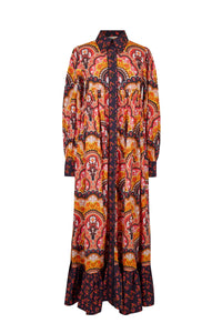 Robe longue à imprimé 70's - Rose
