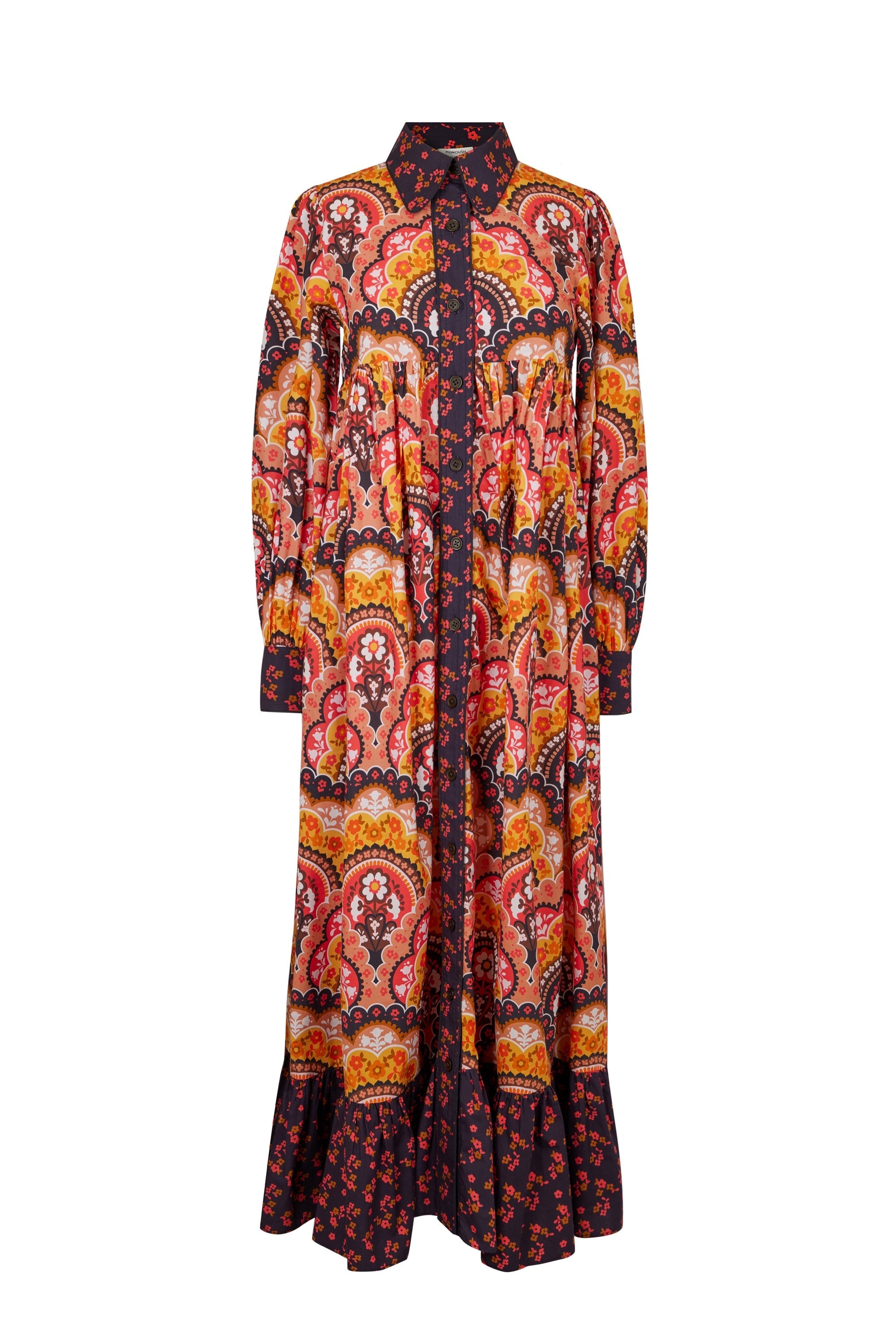 Robe longue à imprimé 70's - Rose