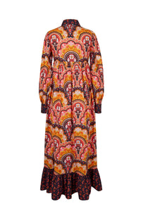 Robe longue à imprimé 70's - Rose