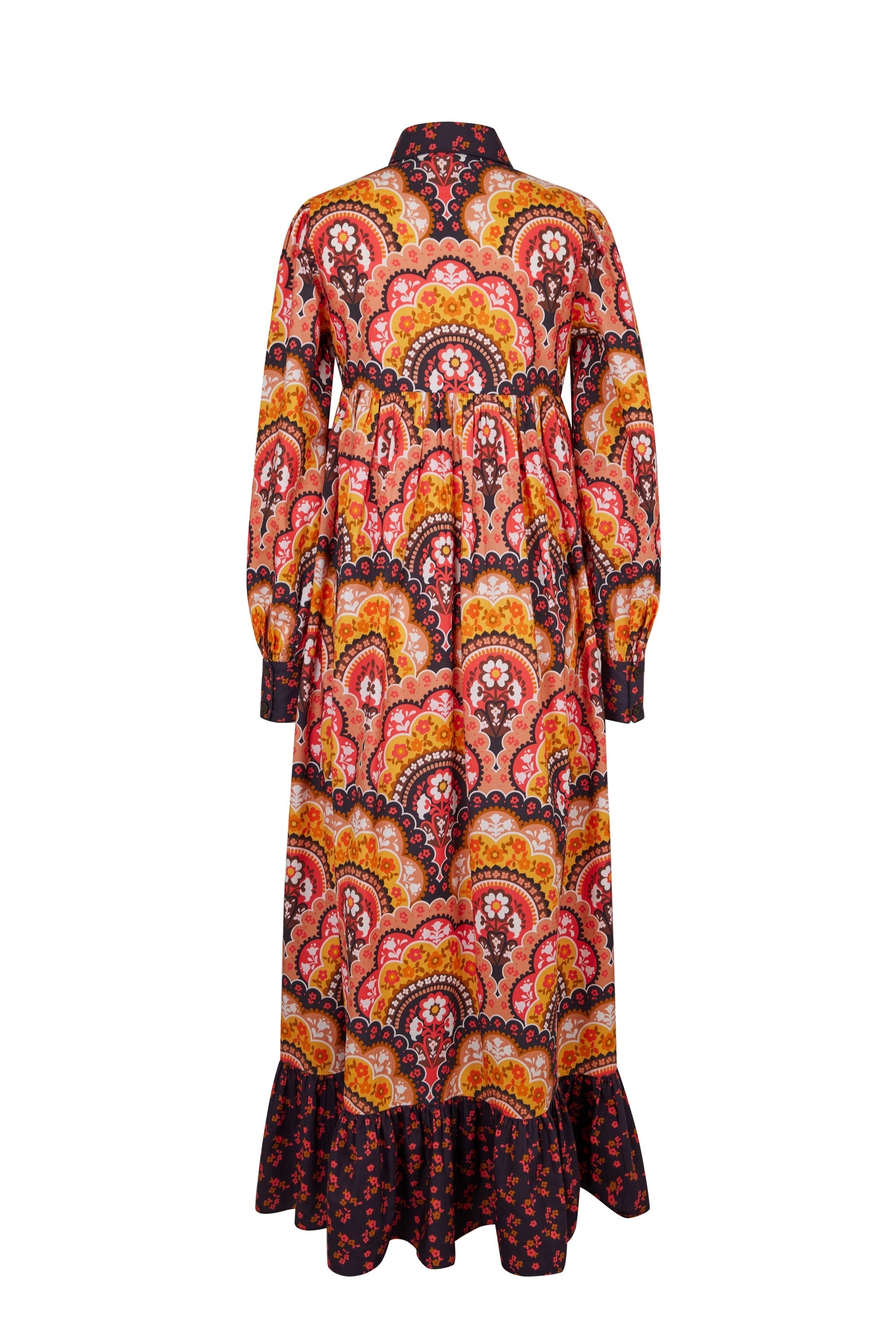 Robe longue à imprimé 70's - Rose