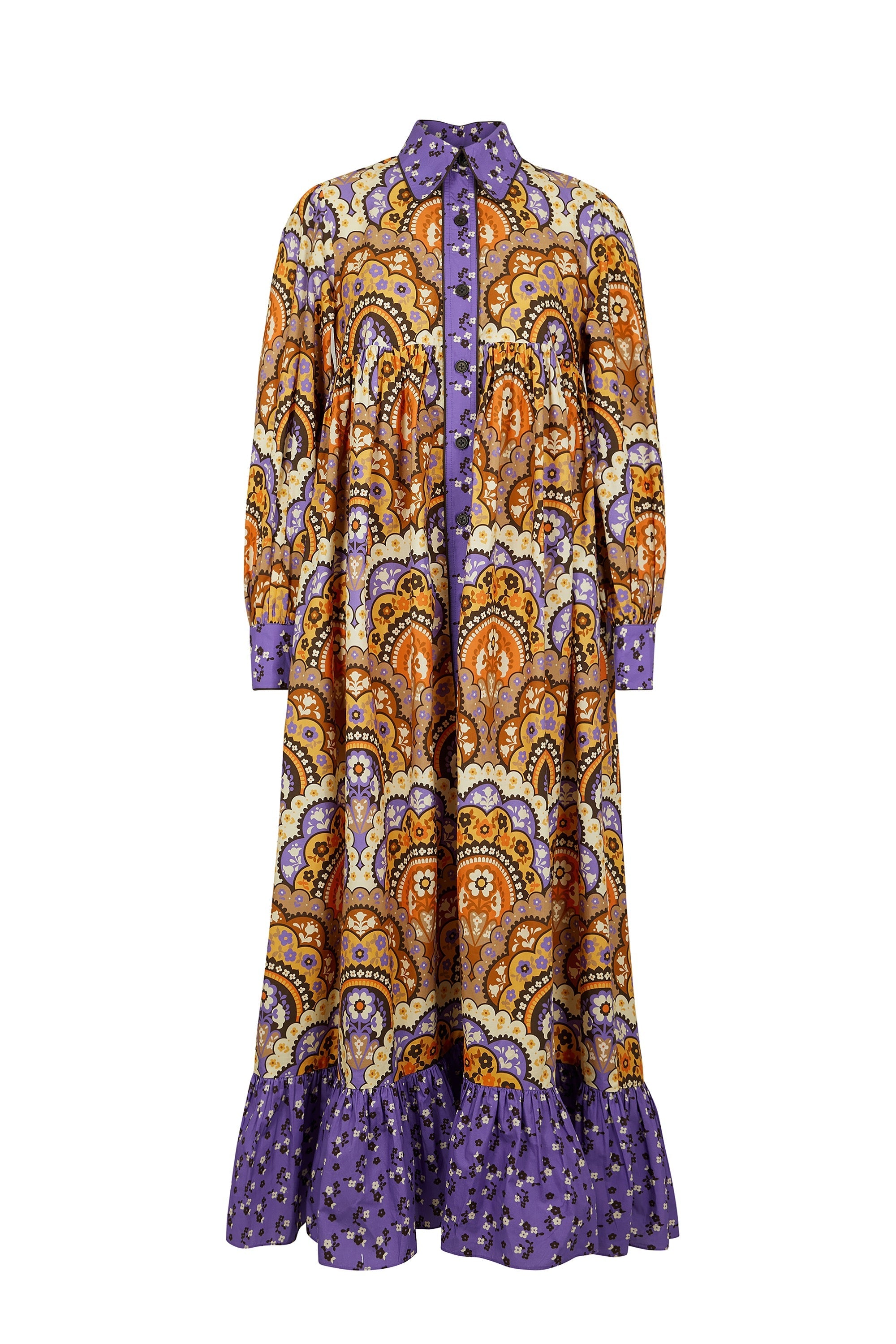 Robe longue à imprimé 70's - Violet