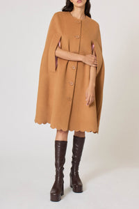 Cape en gabardine de laine - Camel
