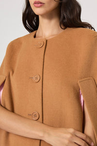 Cape en gabardine de laine - Camel