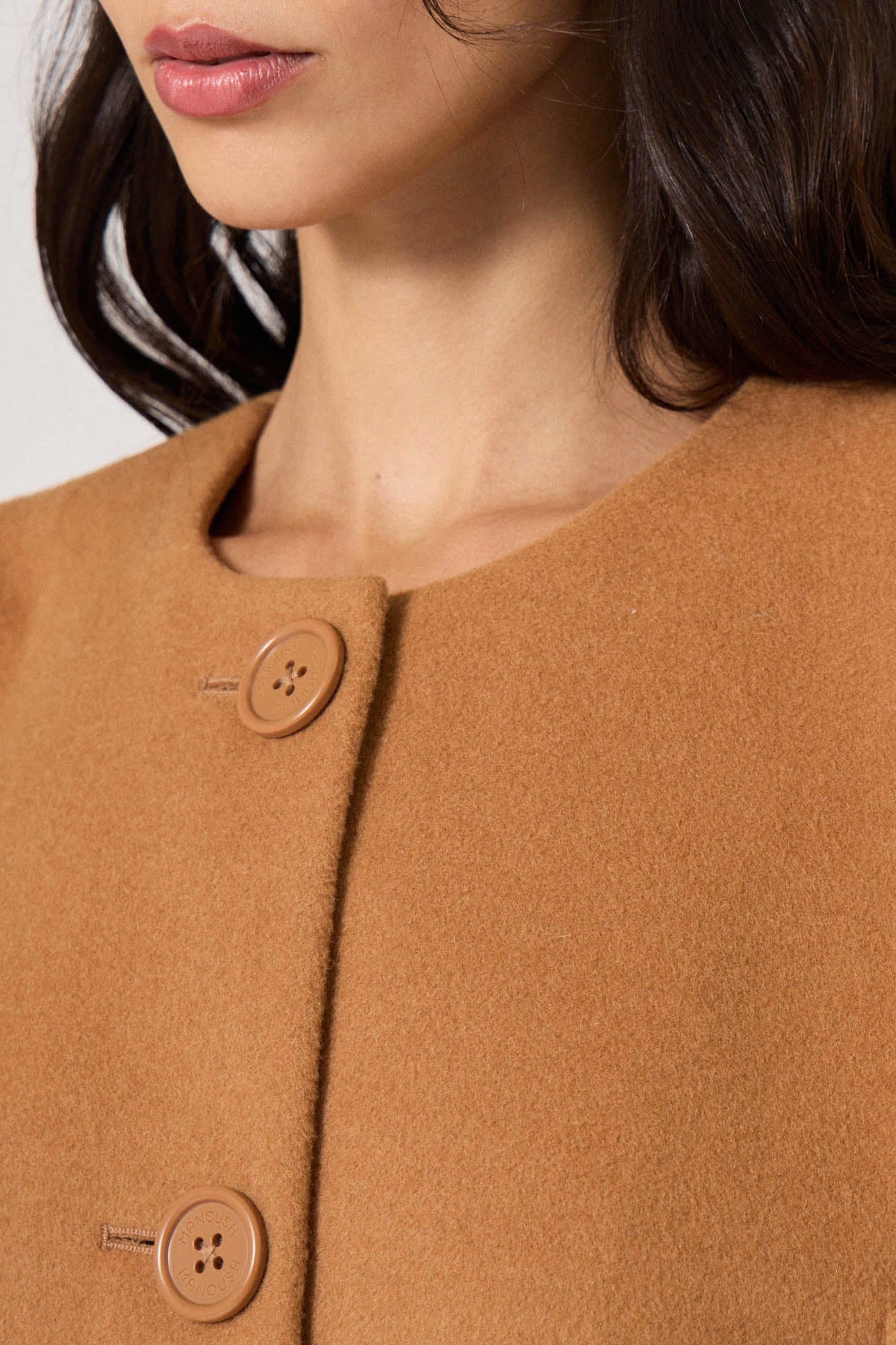 Cape en gabardine de laine - Camel