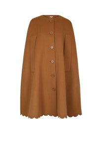 Cape en gabardine de laine - Camel