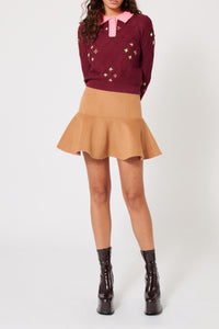 Jupe en gabardine de laine - Camel