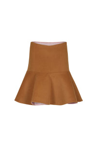 Jupe en gabardine de laine - Camel