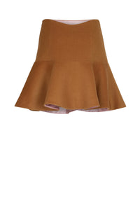 Jupe en gabardine de laine - Camel