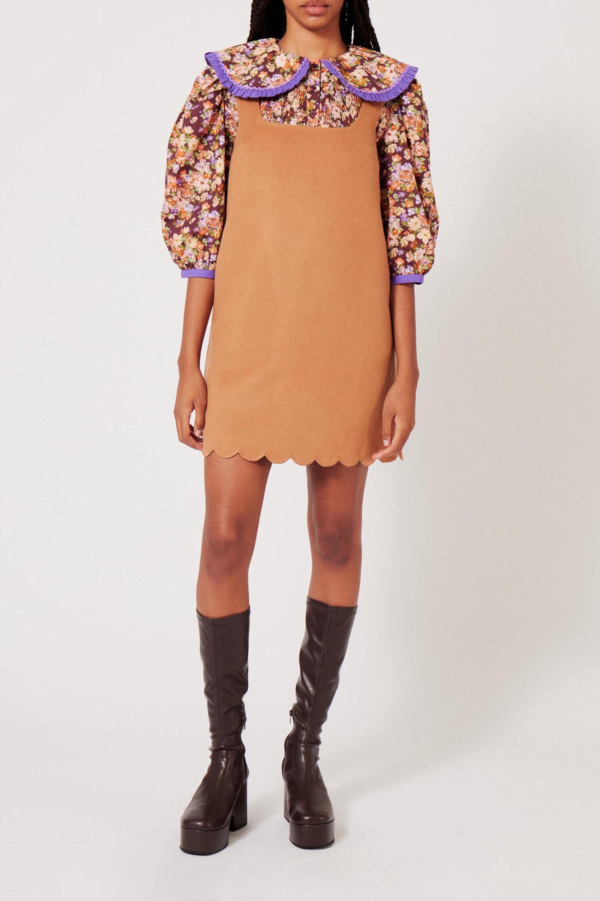 Robe en gabardine de laine - Camel