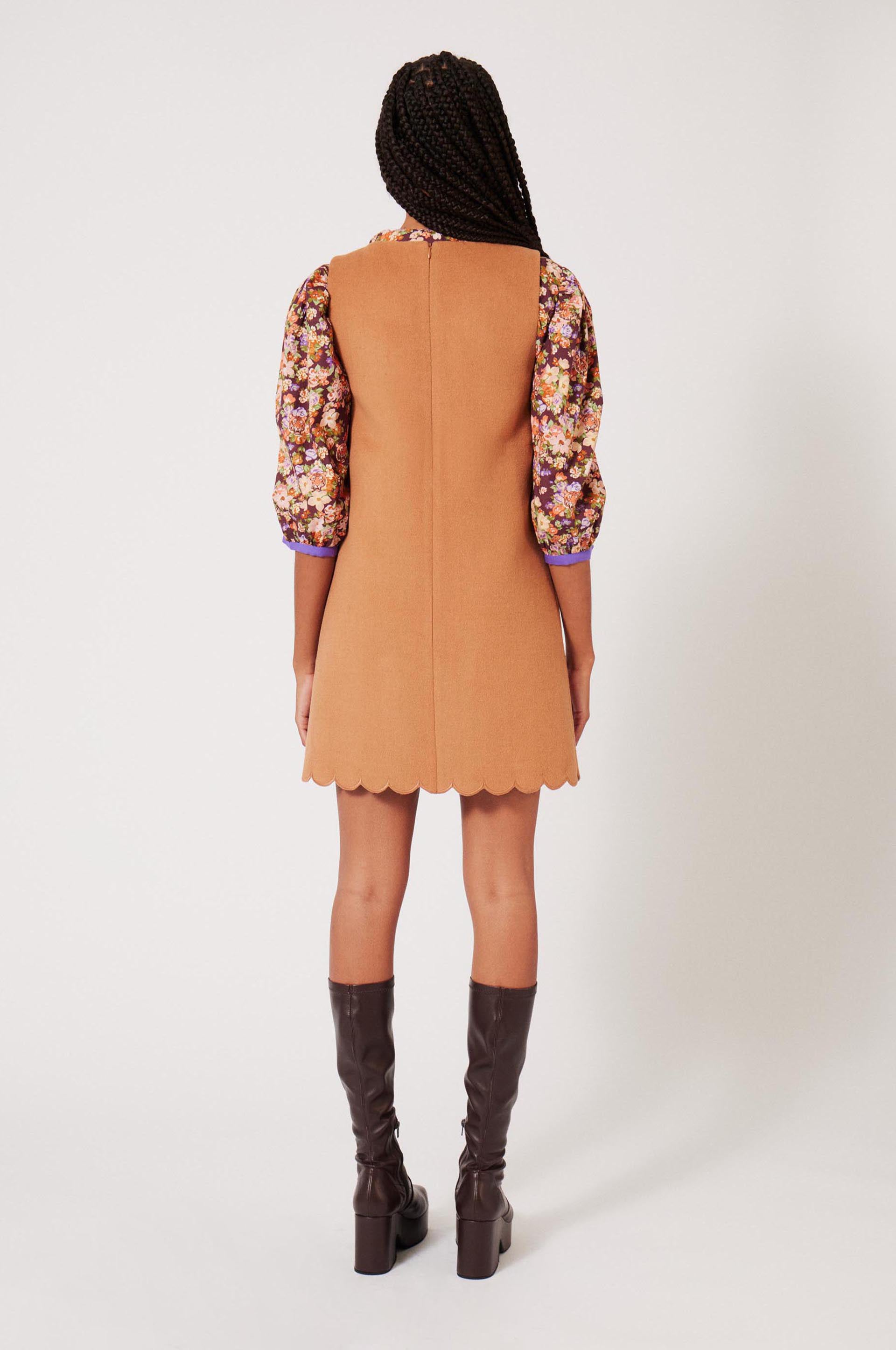 Robe en gabardine de laine - Camel