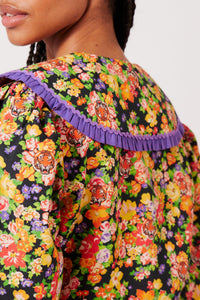 Blouse babydoll Liberty Fauve - Noir