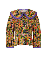 Blouse babydoll Liberty Fauve - Noir