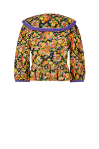 Blouse babydoll Liberty Fauve - Noir
