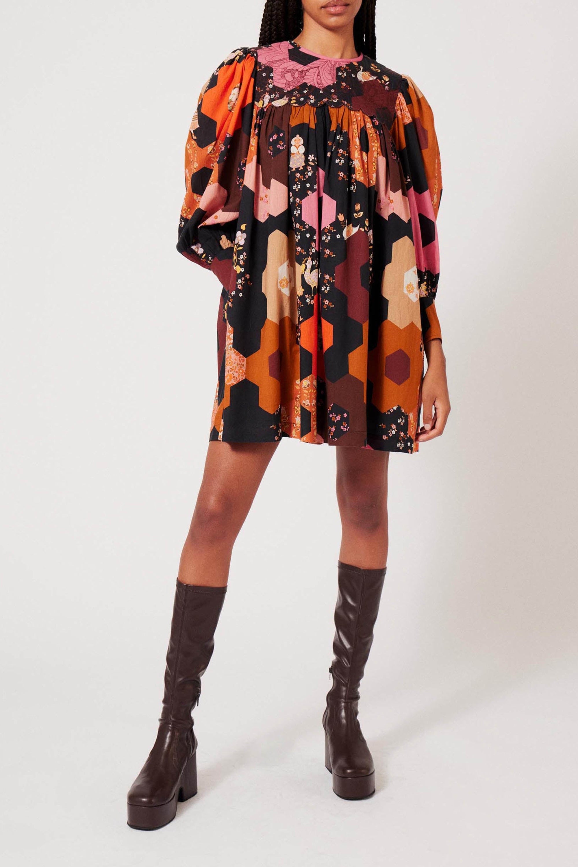Robe courte Patchwork Médiéval - Multicolore