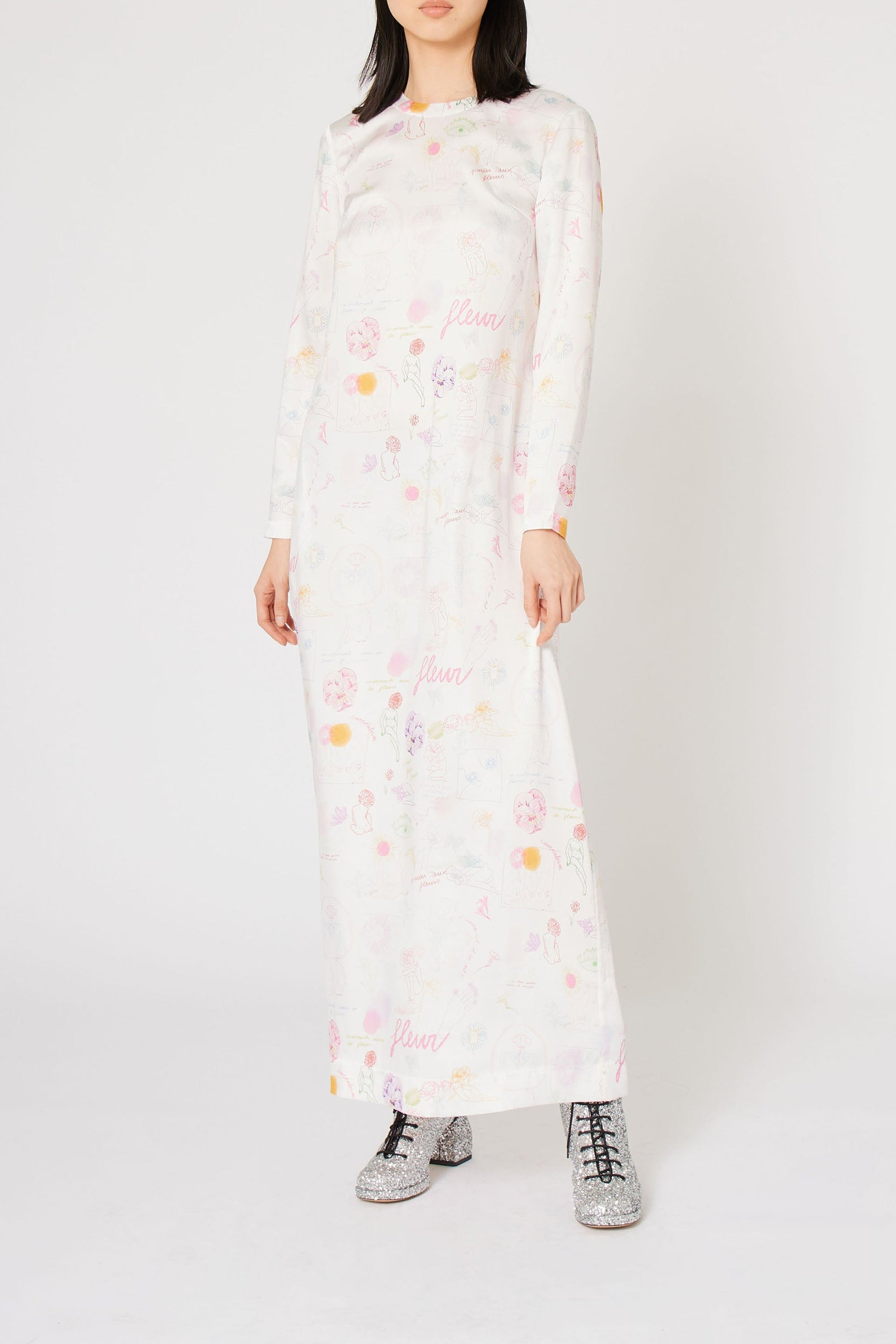 Robe caftan Natachà imprimé croquis - Multicolore