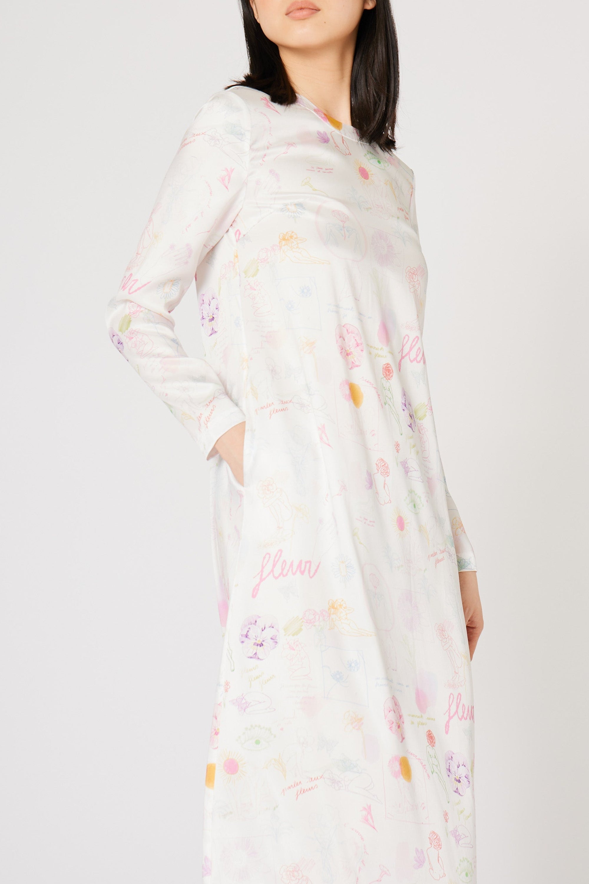 Robe caftan Natachà imprimé croquis - Multicolore