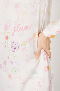 Robe caftan Natachà imprimé croquis - Multicolore