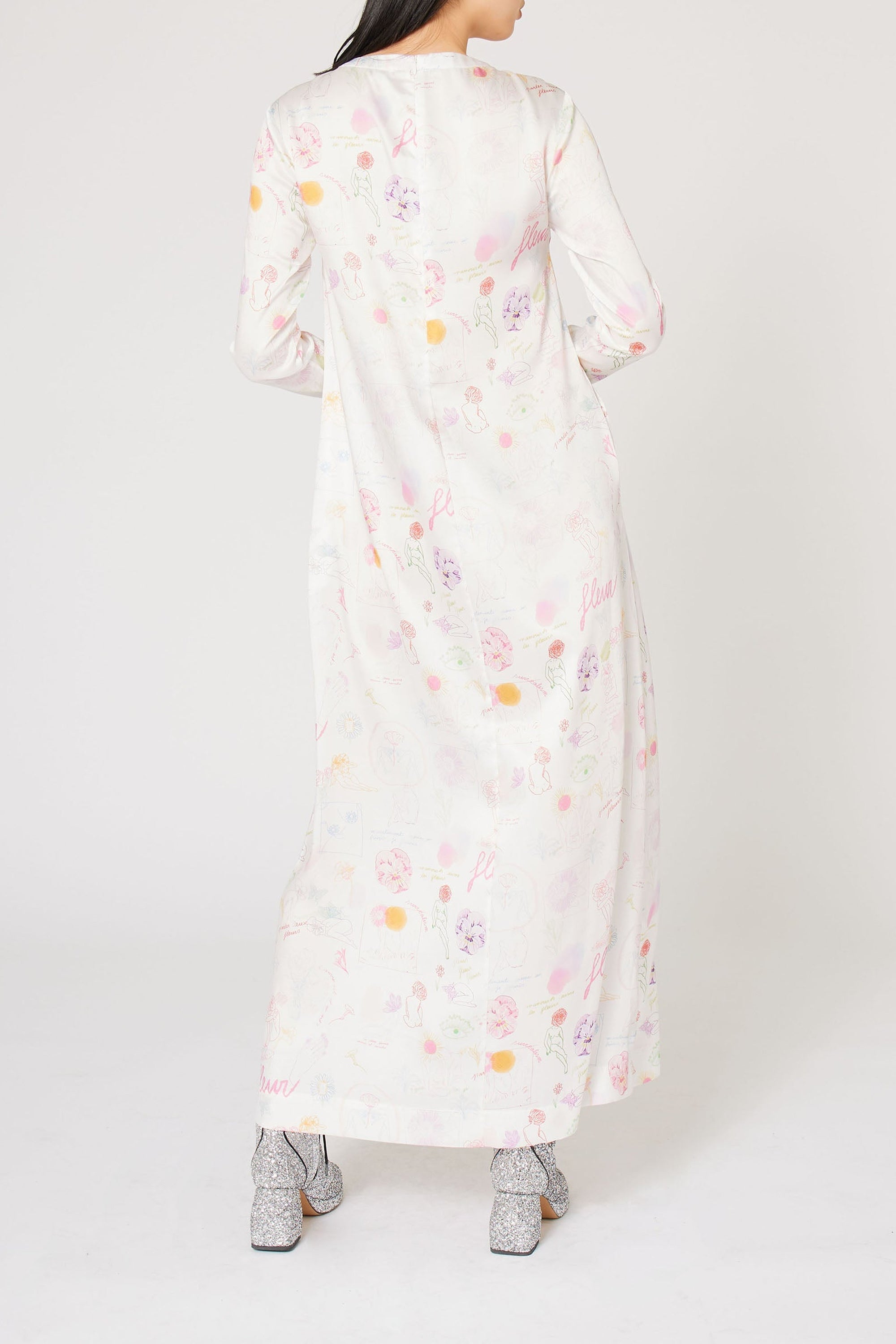 Robe caftan Natachà imprimé croquis - Multicolore