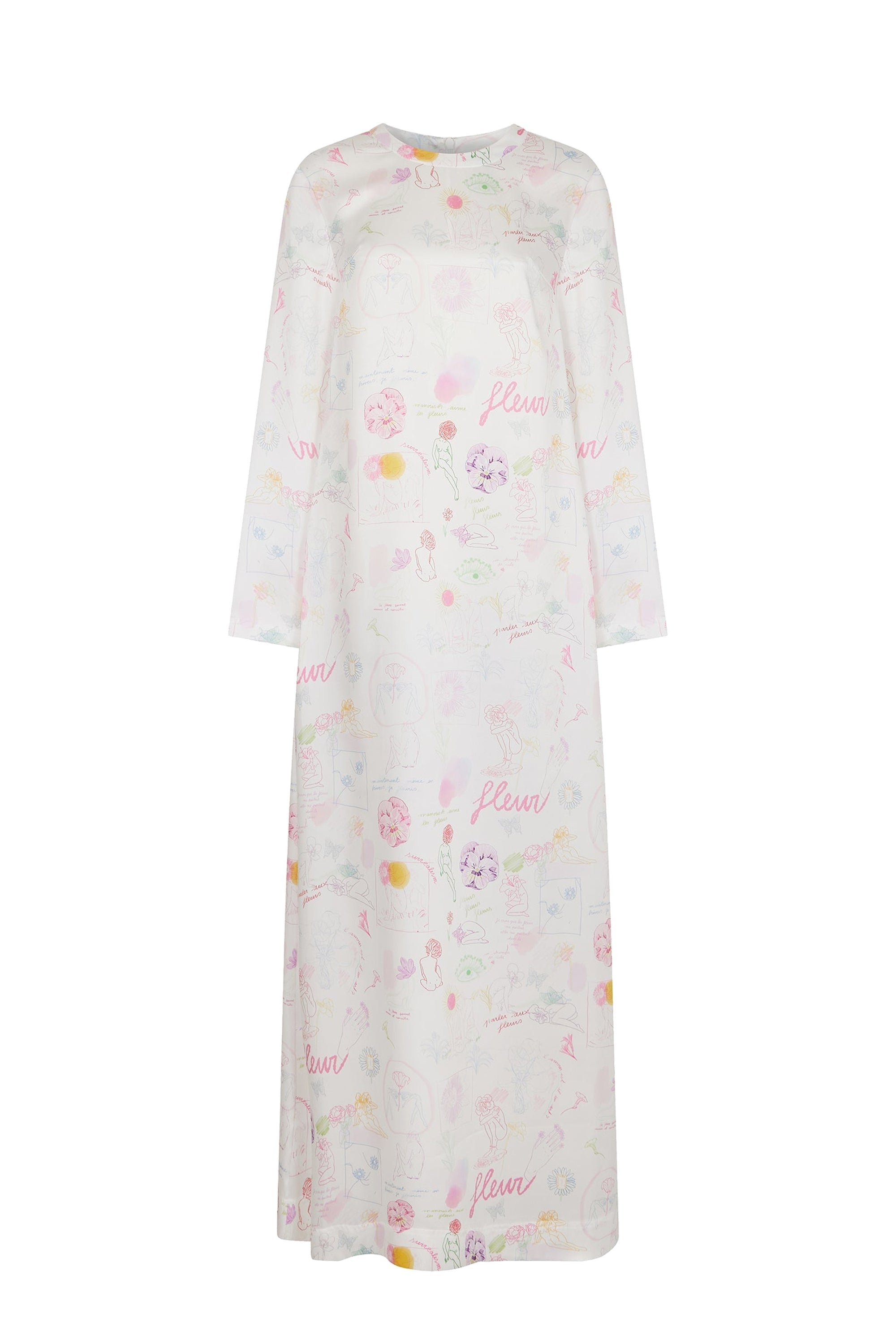 Robe caftan Natachà imprimé croquis - Multicolore
