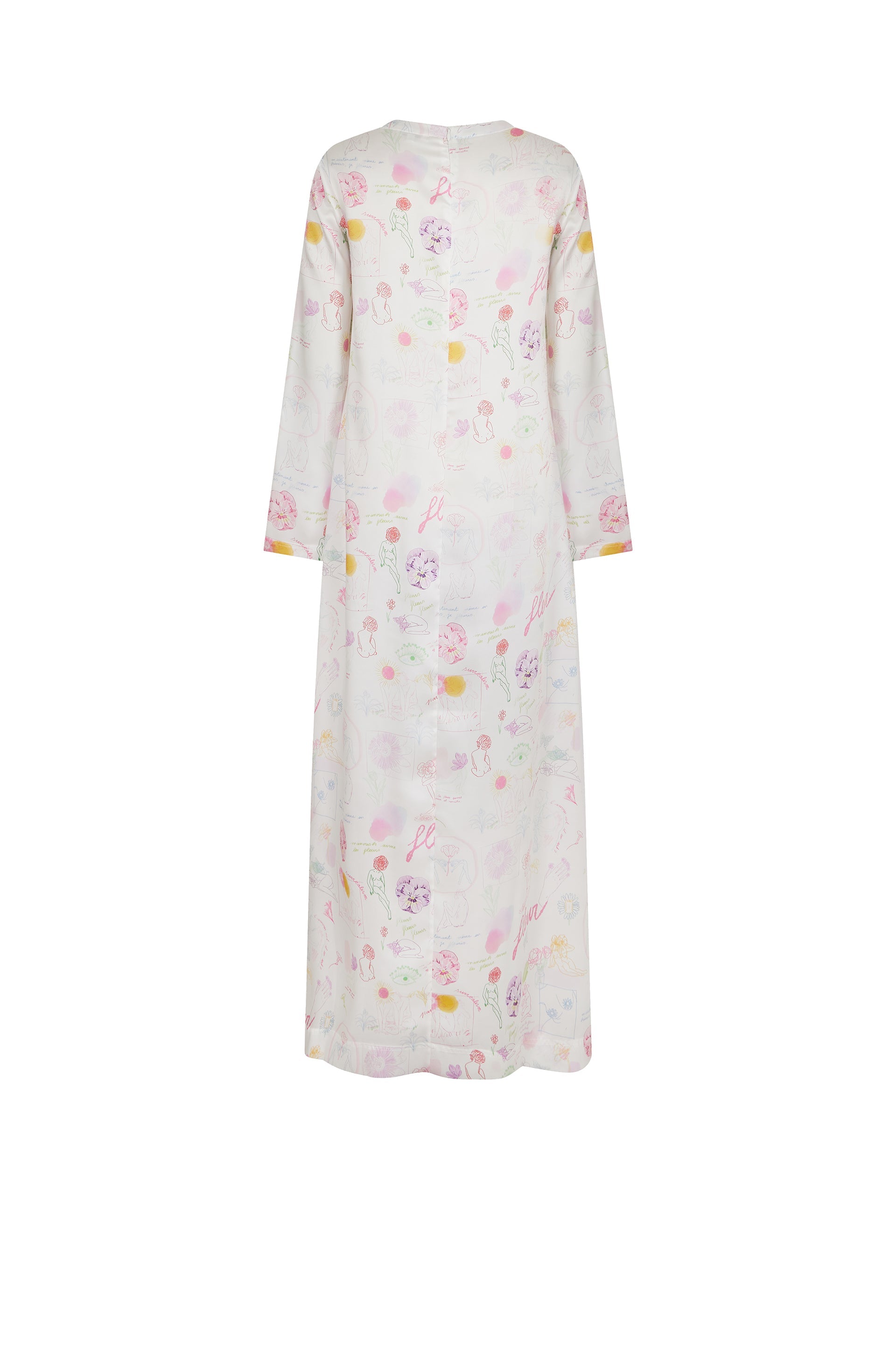 Robe caftan Natachà imprimé croquis - Multicolore