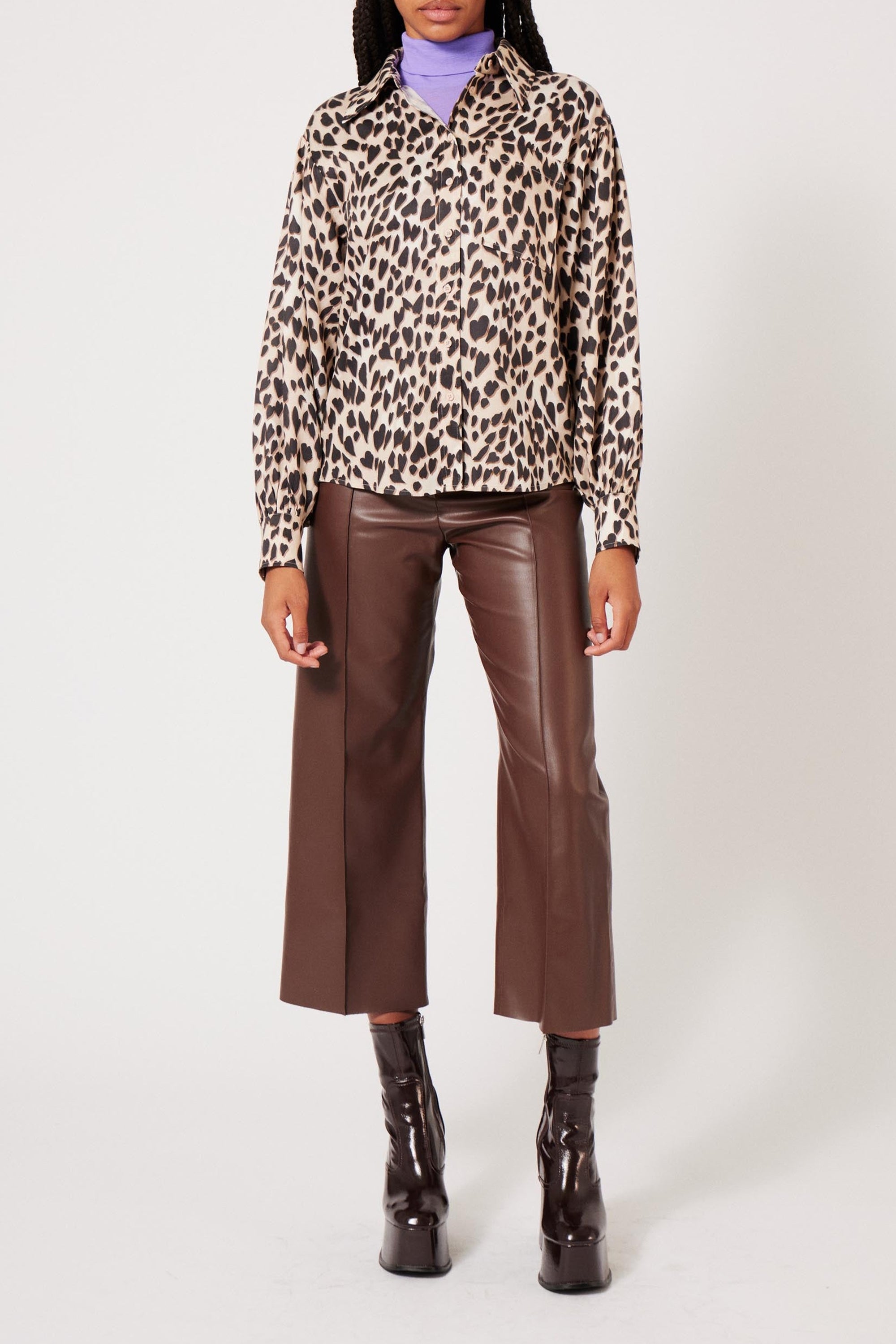 Chemise Panthère Coeur - Camel