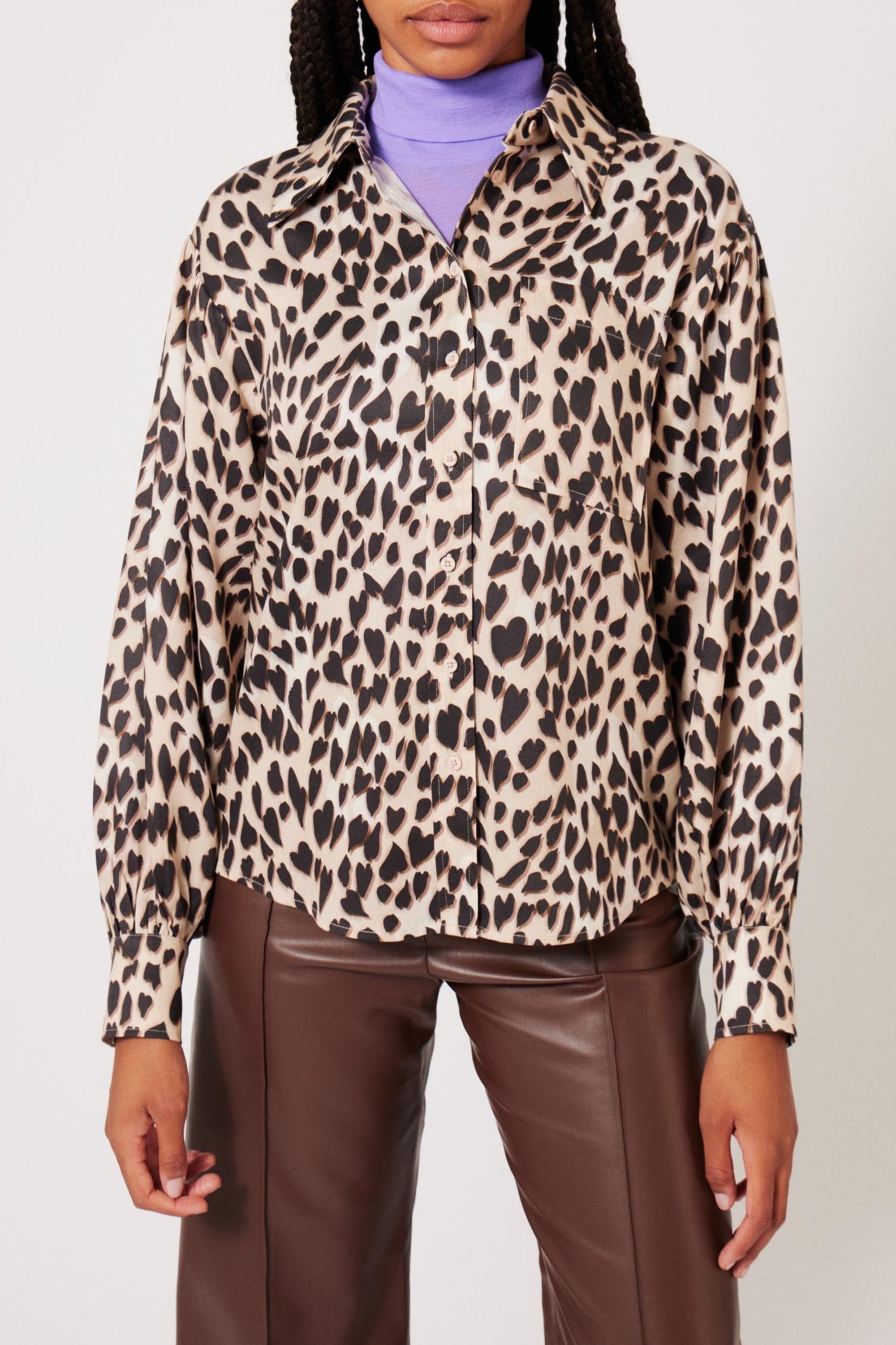 Chemise Panthère Coeur - Camel