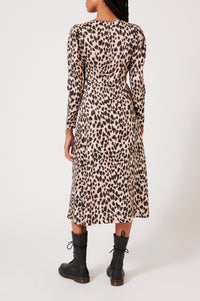 Robe longue Panthère Coeur - Camel