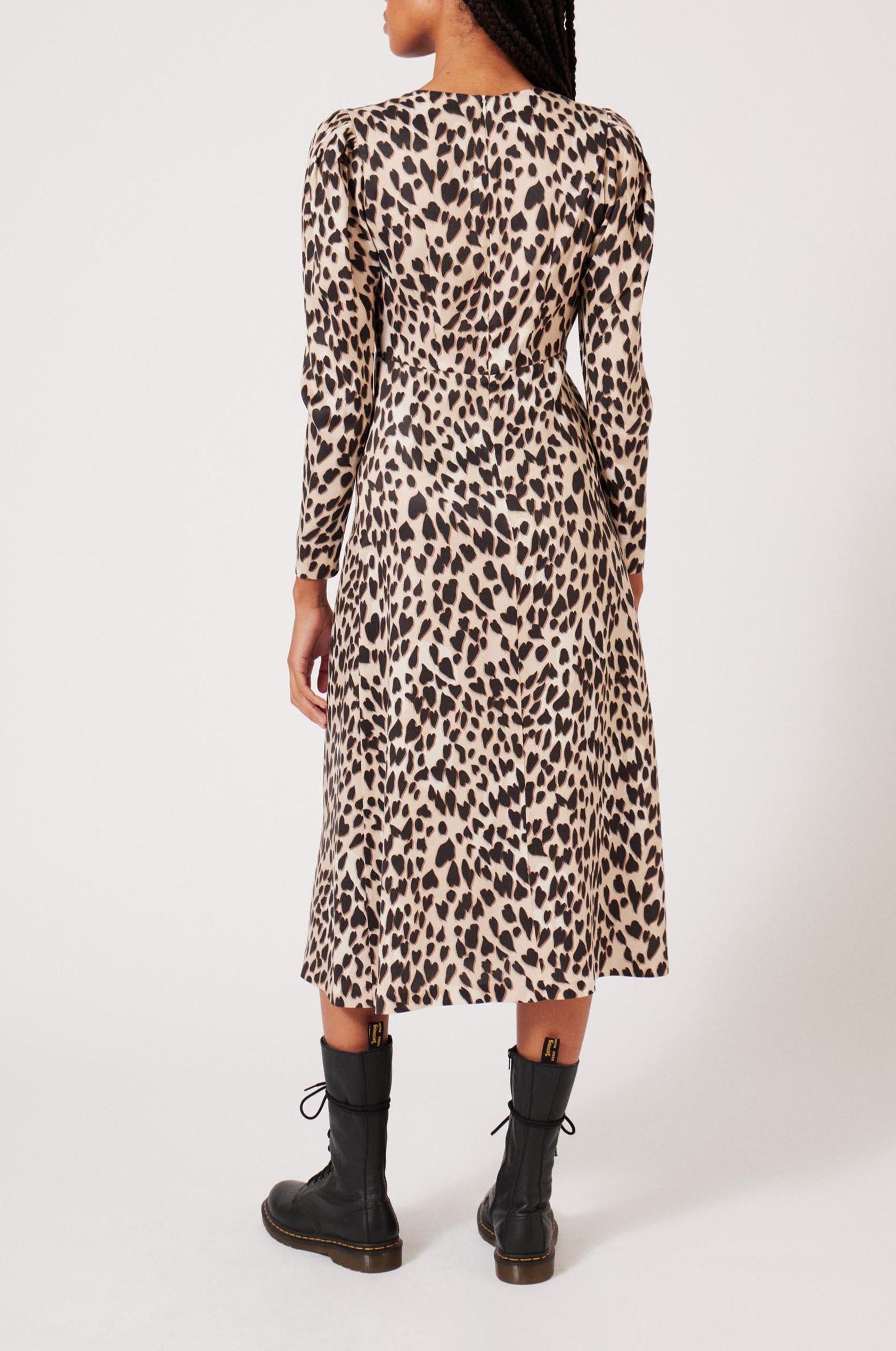 Robe longue Panthère Coeur - Camel