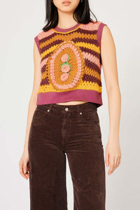 Pull sans manche Patchwork en maille - Multicolore
