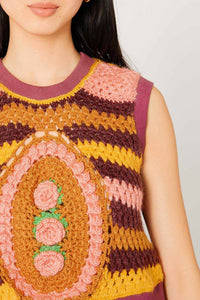 Pull sans manche Patchwork en maille - Multicolore