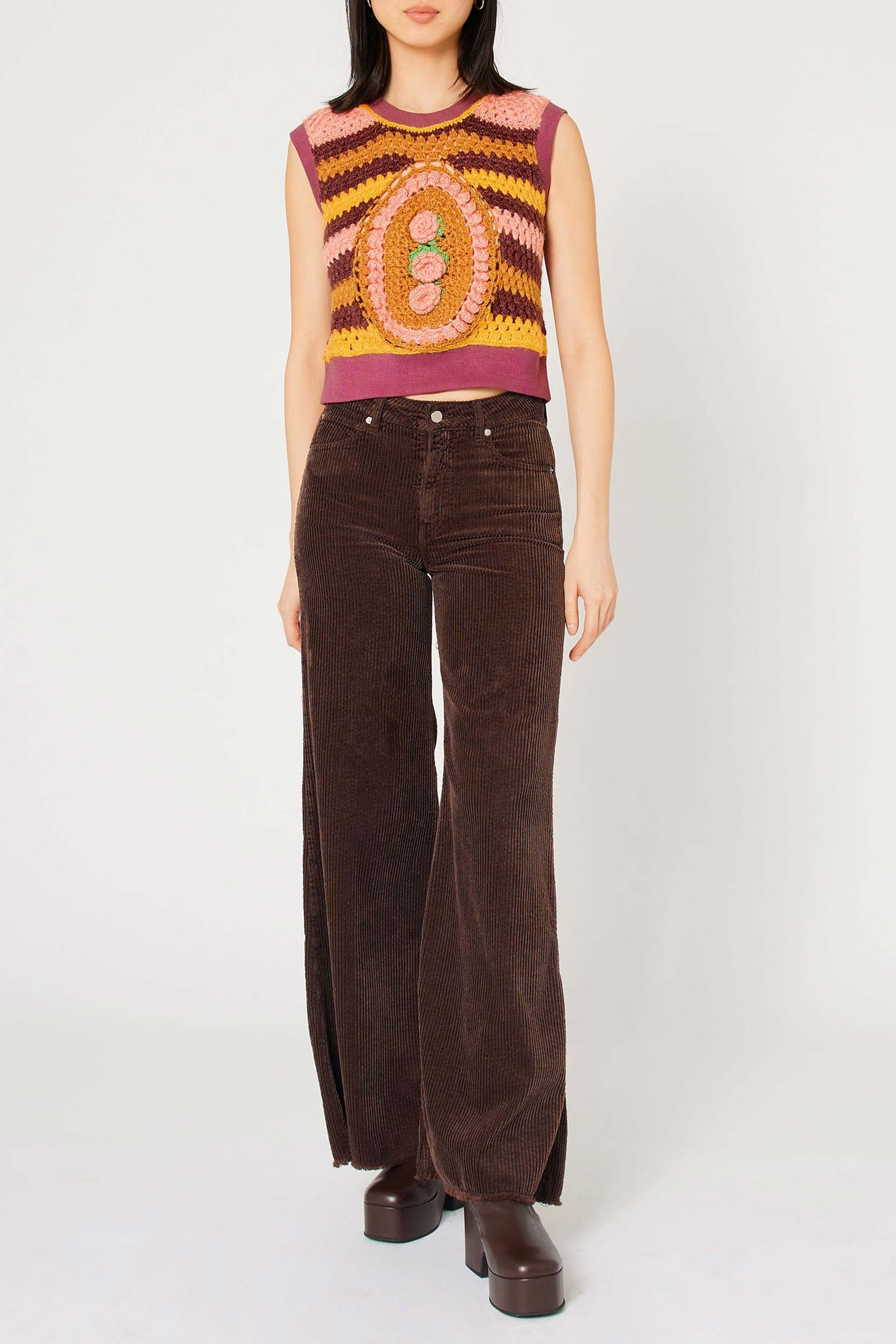 Pull sans manche Patchwork en maille - Multicolore