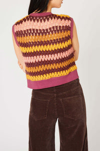 Pull sans manche Patchwork en maille - Multicolore