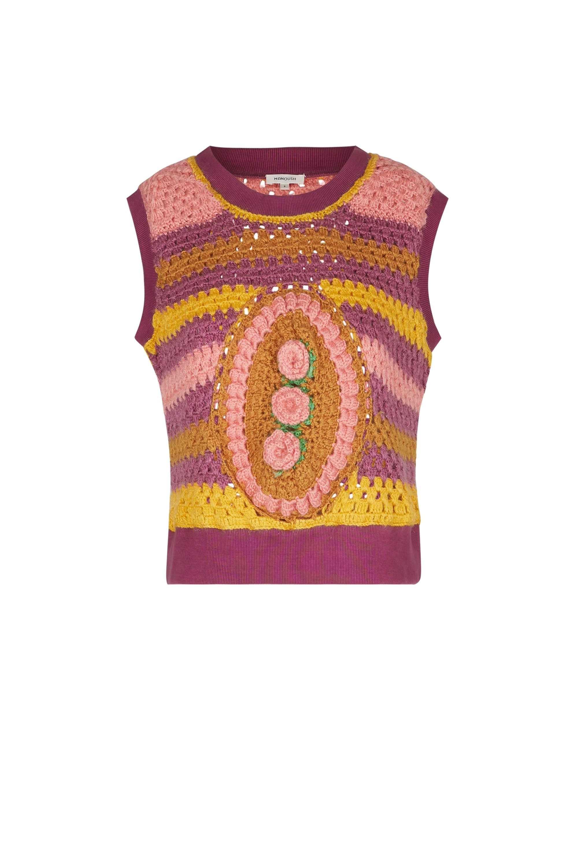 Pull sans manche Patchwork en maille - Multicolore