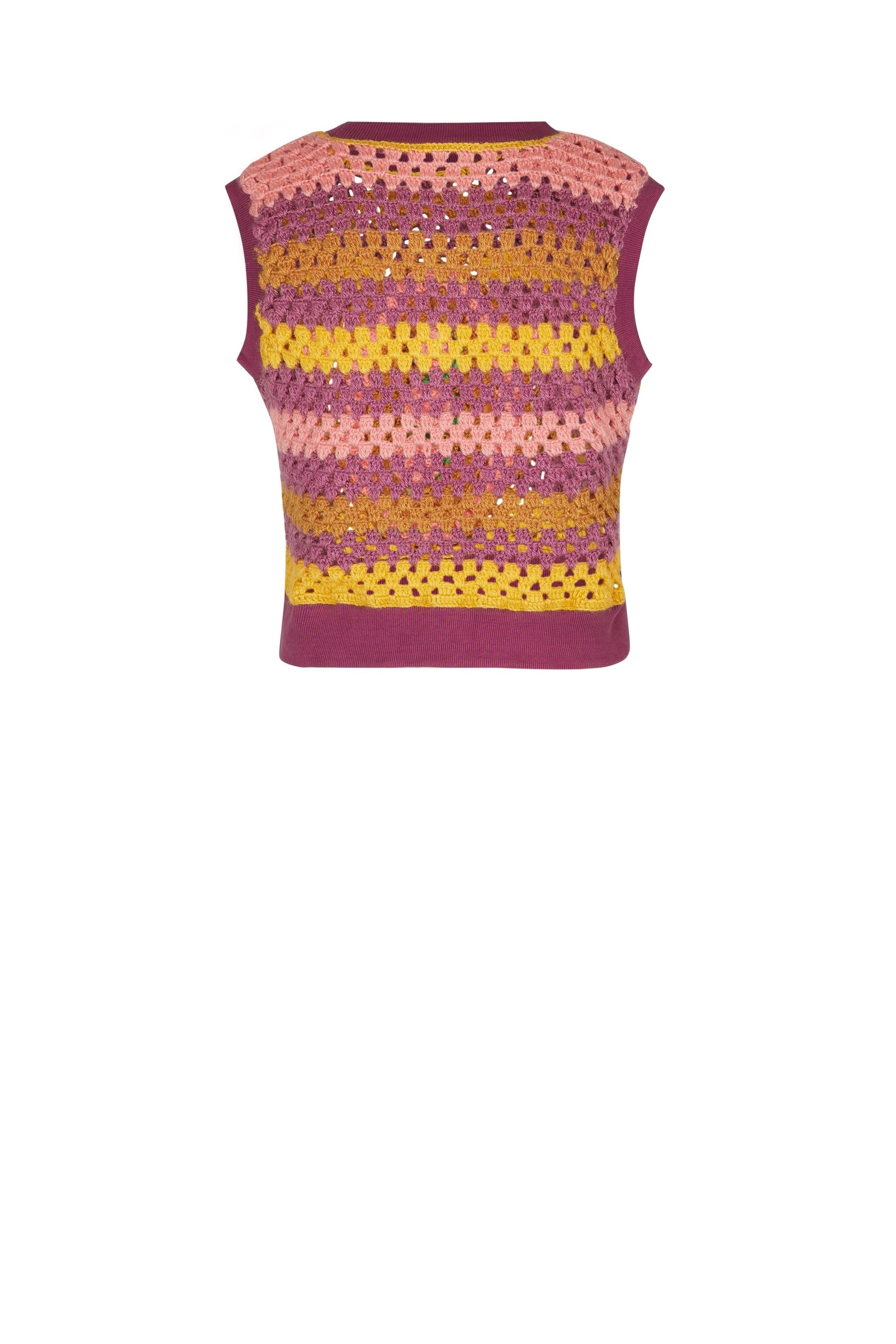 Pull sans manche Patchwork en maille - Multicolore