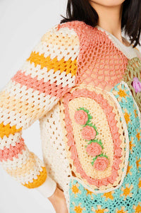 Pull long Patchwork en maille - Multicolore