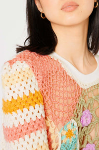 Pull long Patchwork en maille - Multicolore
