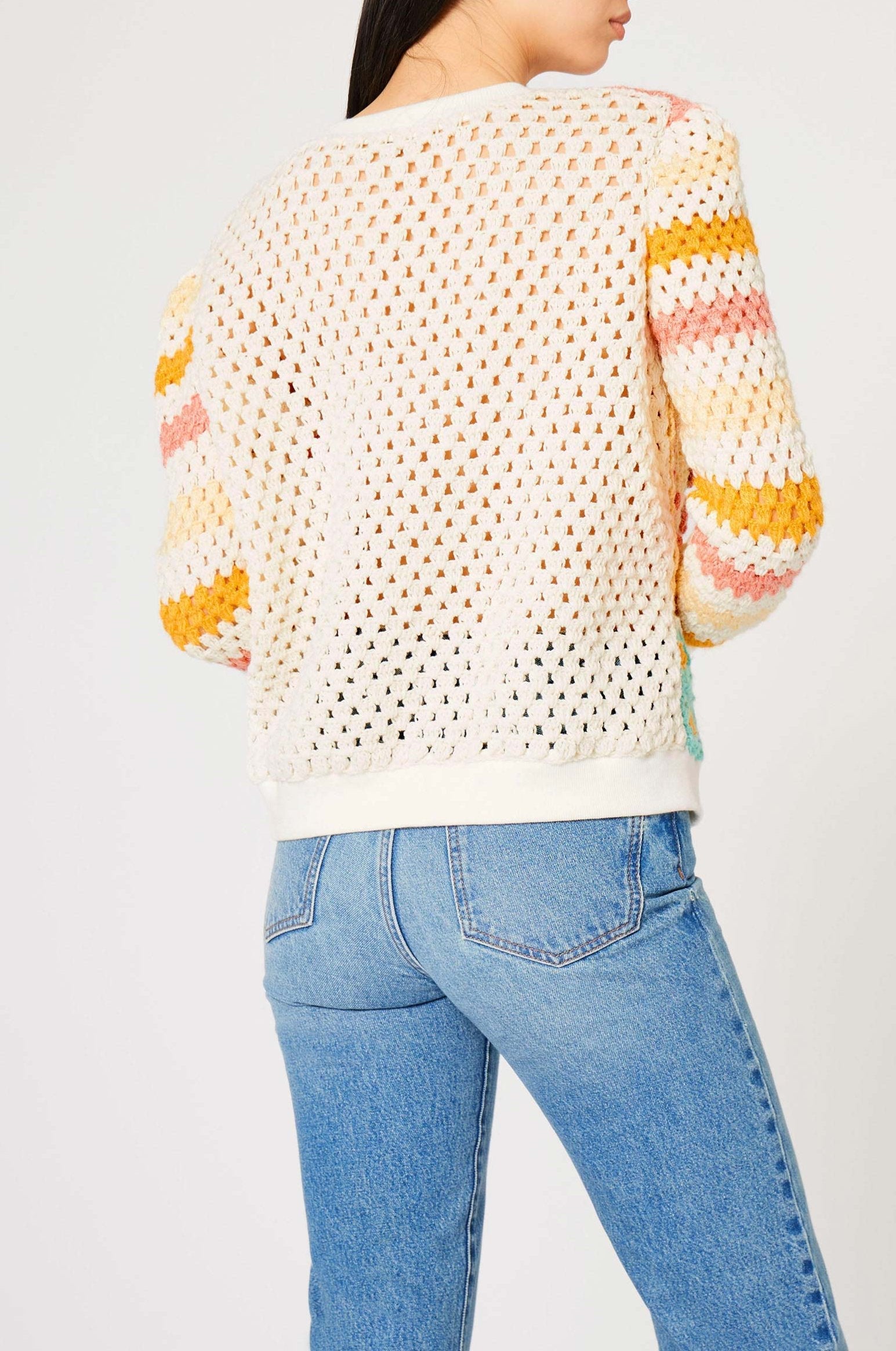 Pull long Patchwork en maille - Multicolore
