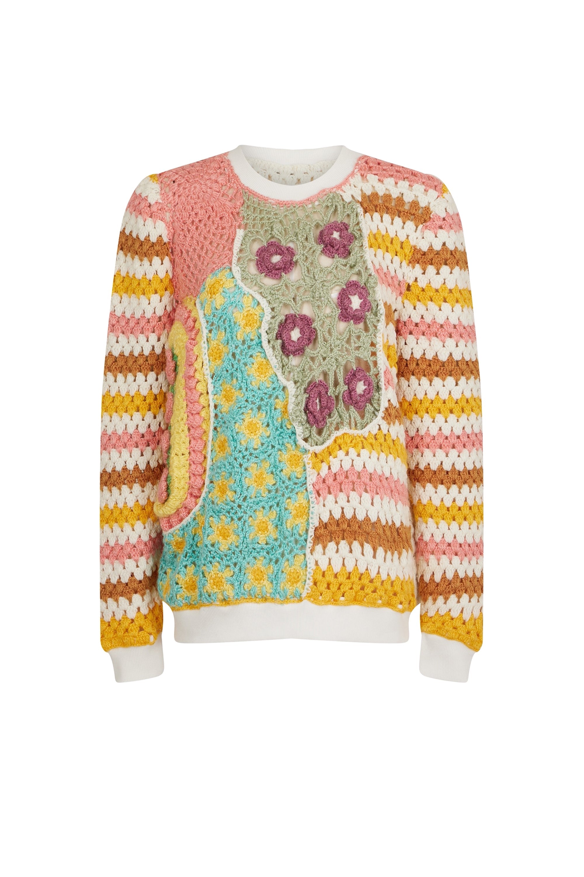 Pull long Patchwork en maille - Multicolore