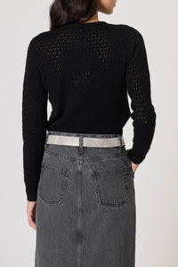 Gilet Pointelle - Noir
