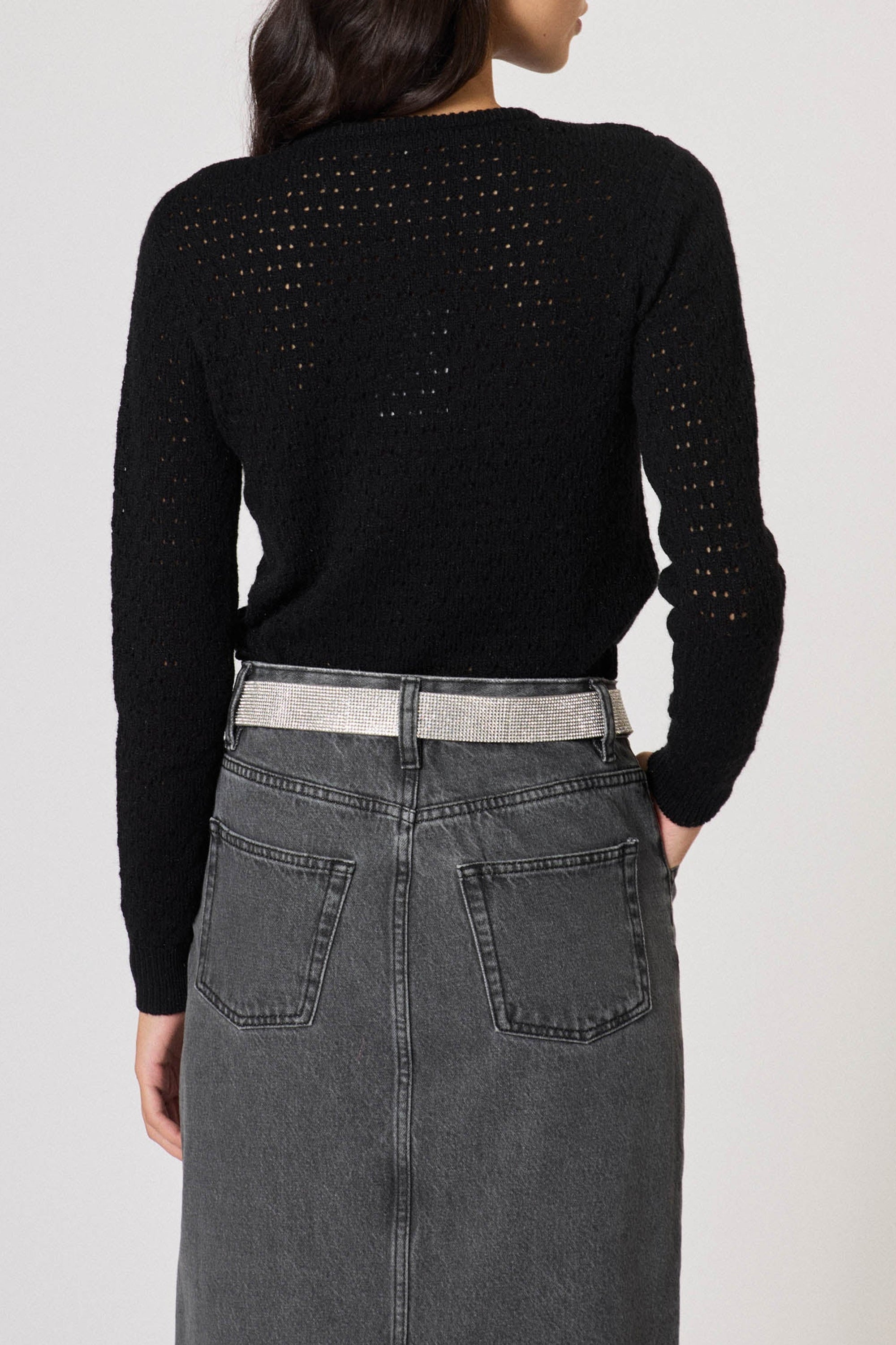 Gilet Pointelle - Noir