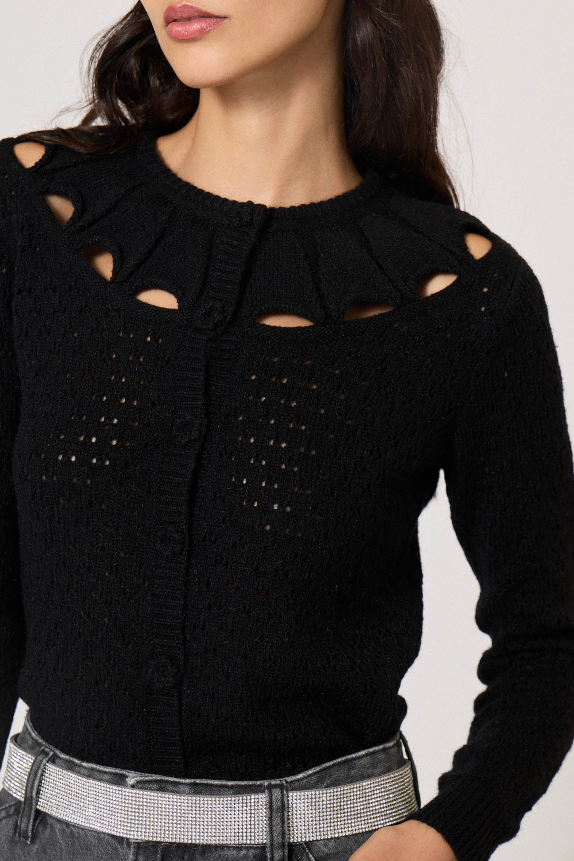 Gilet Pointelle - Noir