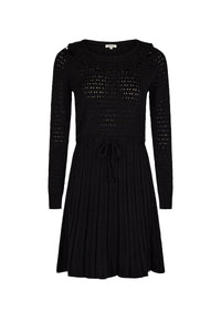 Robe Pointelle à manches longues - Noir