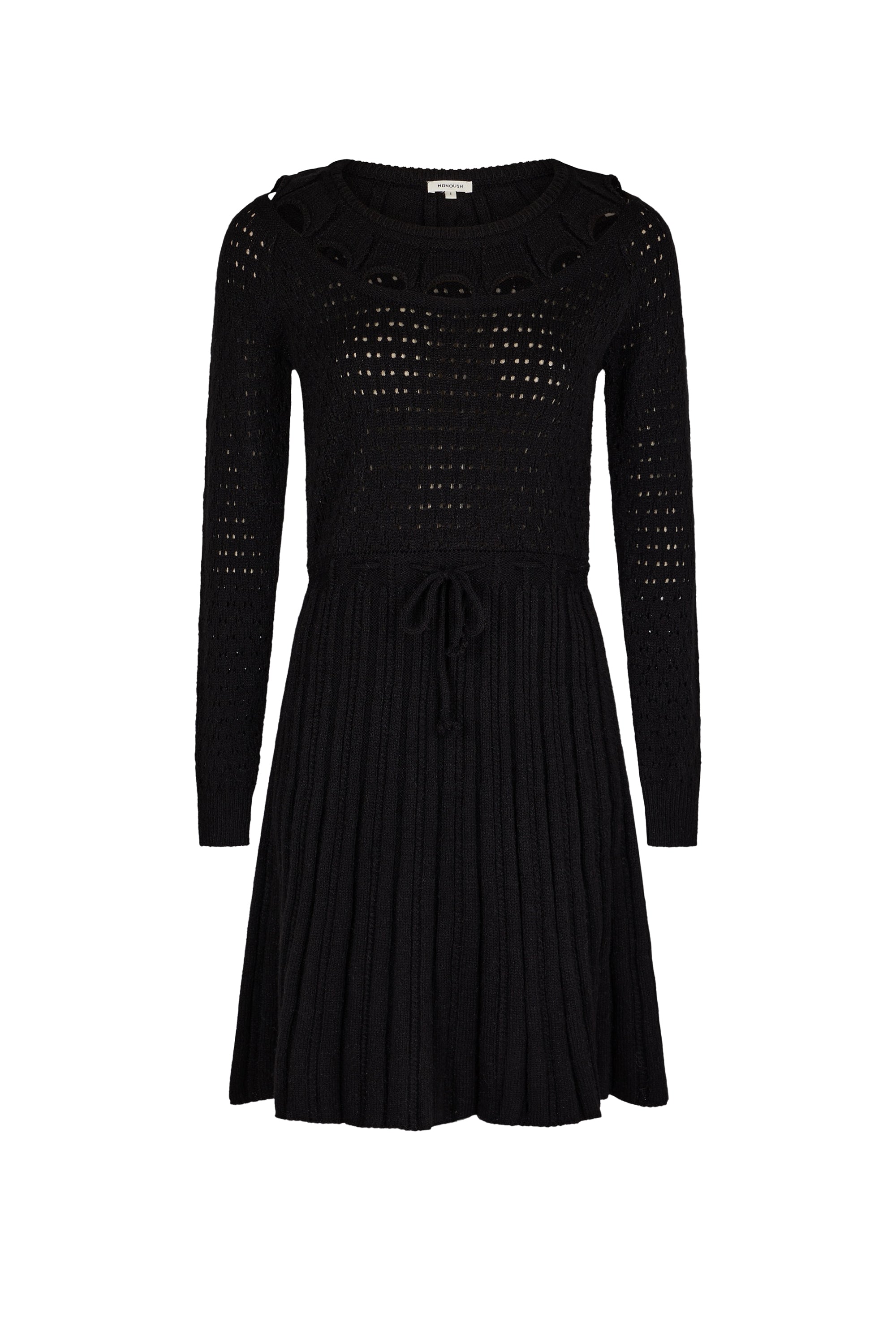 Robe Pointelle à manches longues - Noir